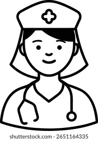 female nurse avatar icon with nurse ha and stethoscope 