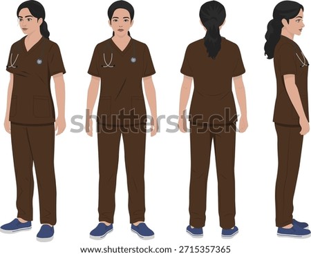 Female nurse character design 2D vector multi pose animation ready