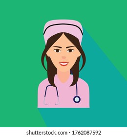 Icono plano de diseño de vectores de caracteres de enfermería femenina