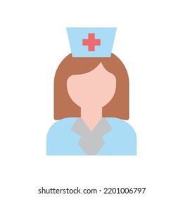 Icono de la enfermera de color. Ilustración de elementos de color simple. Diseño de símbolos de concepto de enfermería femenina desde un conjunto médico. Se puede usar para web y móvil con fondo blanco