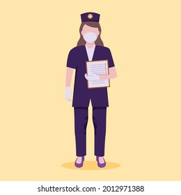 Female nurse in emergency work clothes vector.