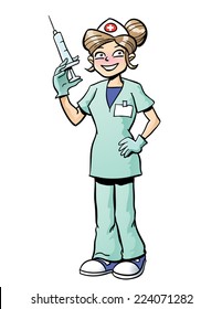 Female Nurse holding a syringe