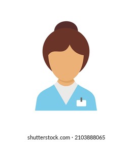 Female Nurse Icon. Flat Illustration Of Female Nurse Vector Icon Isolated On White Background