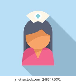 Mujer enfermera icono Vector plano. Salud médica. Cuidado de la medicina