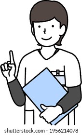 Female nurse with medical record: Information