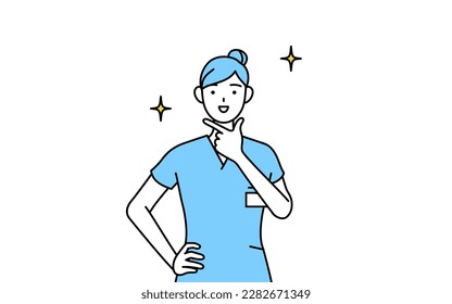Female nurse, physical therapist, occupational therapist, speech therapist, nursing assistant in Uniform in a confident pose, Vector Illustration