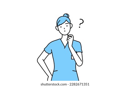 Female nurse, physical therapist, occupational therapist, speech therapist, nursing assistant in Uniform nodding her head in question, Vector Illustration