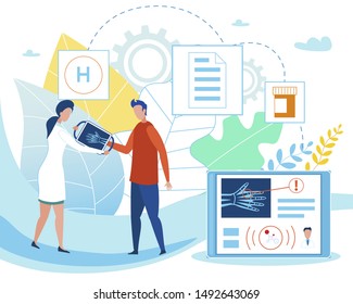 Female Nurse Using Portative X-ray Scanning Device for Examination Patient Hand. Online Doctor Consultation, Prescription and Cure. Fast Smart Emergency Medicine. Vector Flat Cartoon Illustration