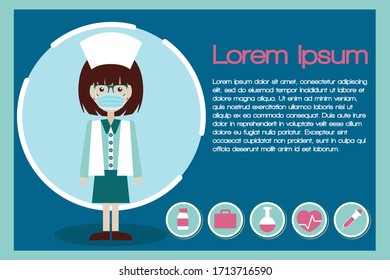 A female nurse. Vector isolated medicine illustration.  Fight against covid-19 viruses