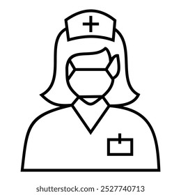 Female Nurse wearing a mask avatar icon design vector symbol illustration.