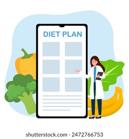 Female nutritionist doctor or dietitian consultation. Healthcare Nutrition via online. Healthy food and Diet plan concept.