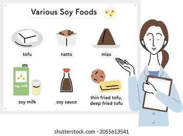 a female nutritionist and various soy foods