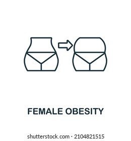 Female Obesity icon. Monochrome sign from diet collection. Creative Female Obesity icon illustration for web design, infographics and more