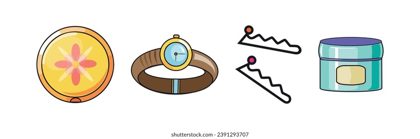 Female Object and Grooming Accessory Item Vector Set