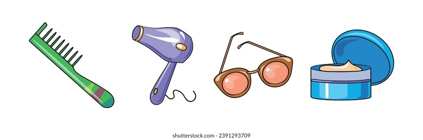 Female Object and Grooming Accessory Item Vector Set