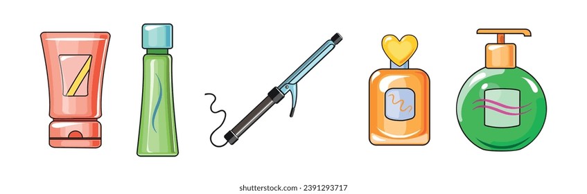 Female Object and Grooming Accessory Item Vector Set