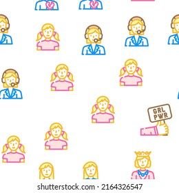 Ocupación Femenina Y Vector De Profesión Ilustración De Color De Patrón Sin Sensación