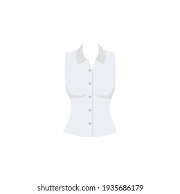 Female office blouse in white color flat icon vector illustration