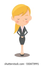 Female office worker to bow