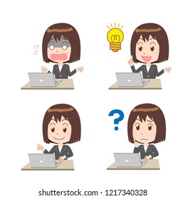 
Female office worker in a clerk using a laptop computer