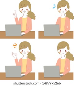 Female office worker in a clerk using a laptop computer