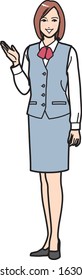 A female office worker is explaining something.