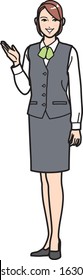A female office worker is explaining something.