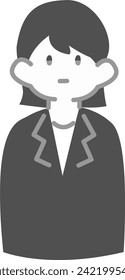 Female office worker facing front in black and white