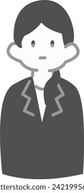 Female office worker facing front in black and white
