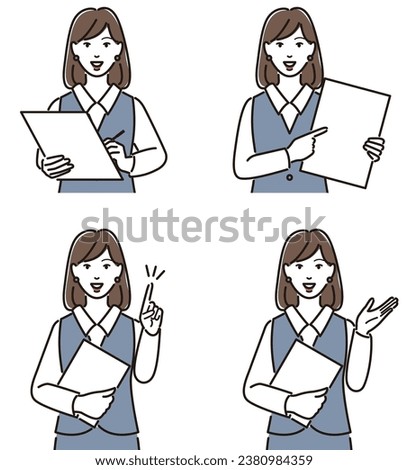 A female office worker holding documents