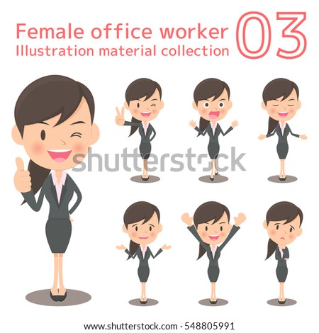 Female office worker illustration material collection