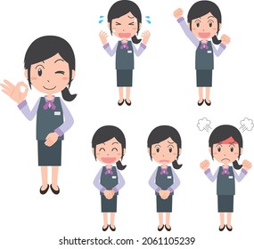 Female office worker illustration set