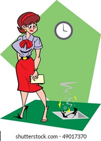 female office worker loses high heel shoe