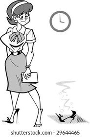 Female Office Worker Loses Shoe