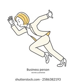 A female office worker making a dash for the start