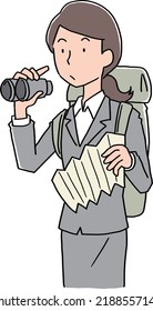 A female office worker on a journey of exploration