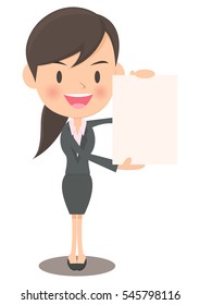 Female office worker with poster