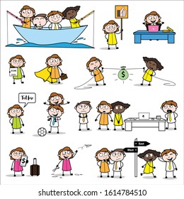 Female Office Worker - Set of Concepts Vector illustrations