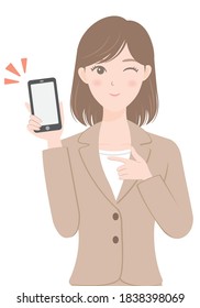 female office worker in a suit
Woman holding a smartphone