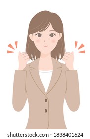 female office worker in a suit
Woman doing guts pose