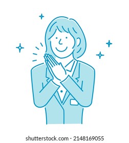 Weibliche Büroangestellte, Vektorgrafik, die Freude ausdrückt, jubelt