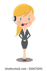Female office worker  to wear a headset