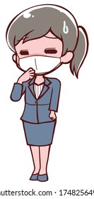 A Female Office Worker Who Has A Cold And Has A Fever