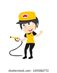 female officer gas station vector illustration