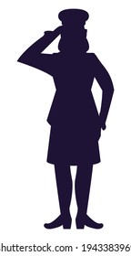 Female Officer Military Silhouette Icon