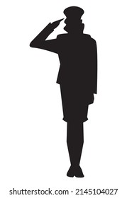 Female Officer Soldier Silhouette Icon