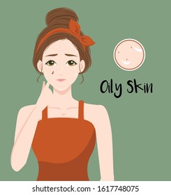 Female With Oily Skin Type Avatar Vector