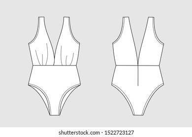 Female Onepiece Swimsuit Vector Template Isolated Stock Vector (Royalty ...