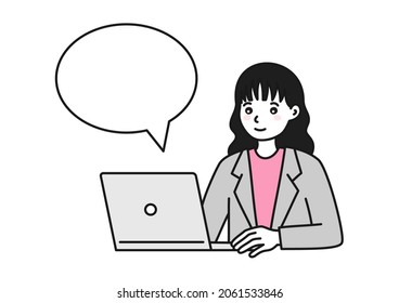 Una mujer que opera una computadora Persona de negocios
