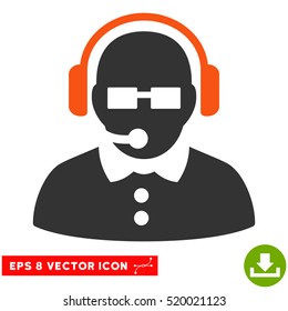 Female Operator EPS vector pictogram. Illustration style is flat iconic bicolor orange and gray symbol on white background.